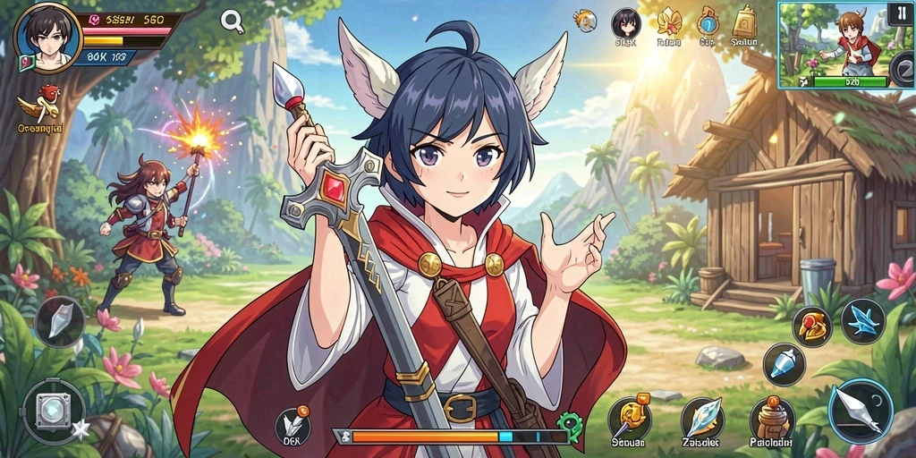 Tangkapan layar 66K yang menampilkan aksi seru karakter Anime.