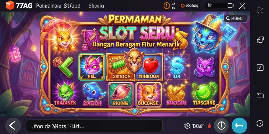 Tampilan gameplay Slot 77AG yang penuh warna dan menarik.