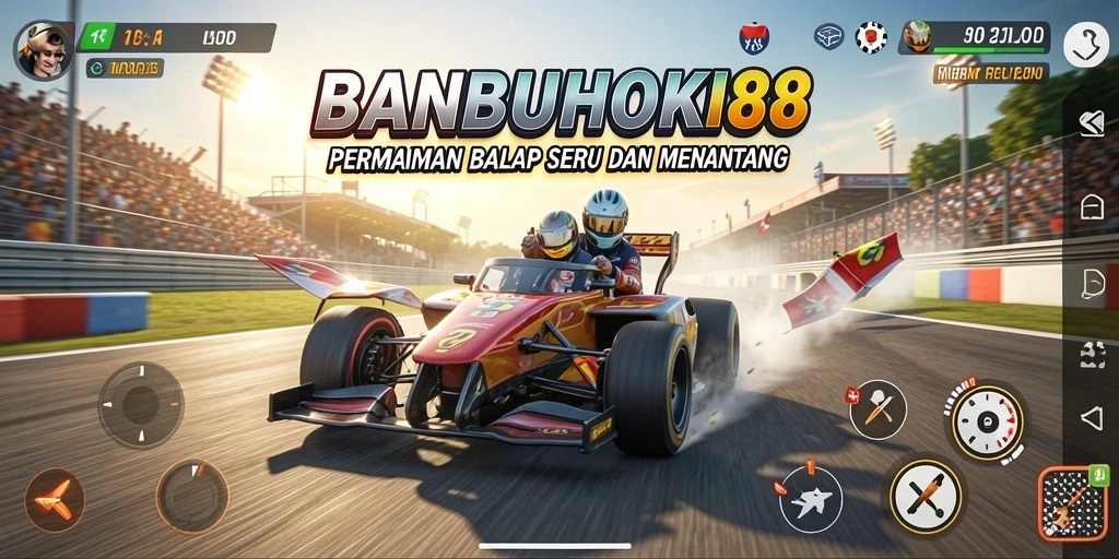 Tangkapan layar utama game BANBUHOKI88 menampilkan balapan yang mendebarkan.