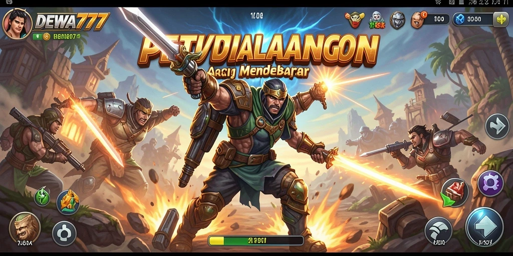 Tampilan gameplay intens DEWA777 saat pertarungan.