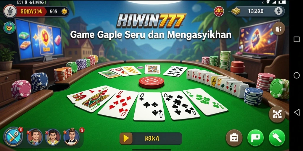 Tampilan gameplay Gaple yang seru dan interaktif di HIWIN777.