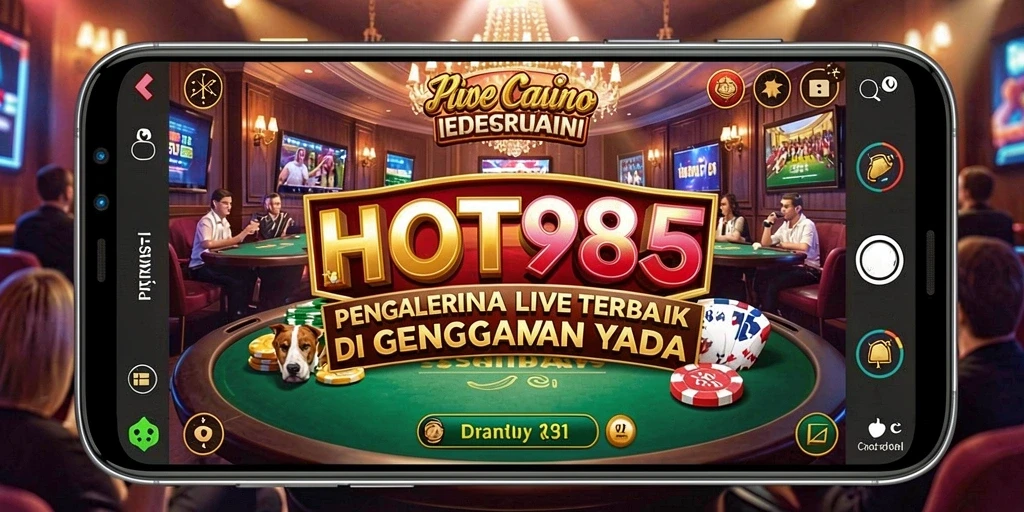 Tampilan screenshot HOT985 menampilkan dealer langsung dan permainan interaktif Live Casino.