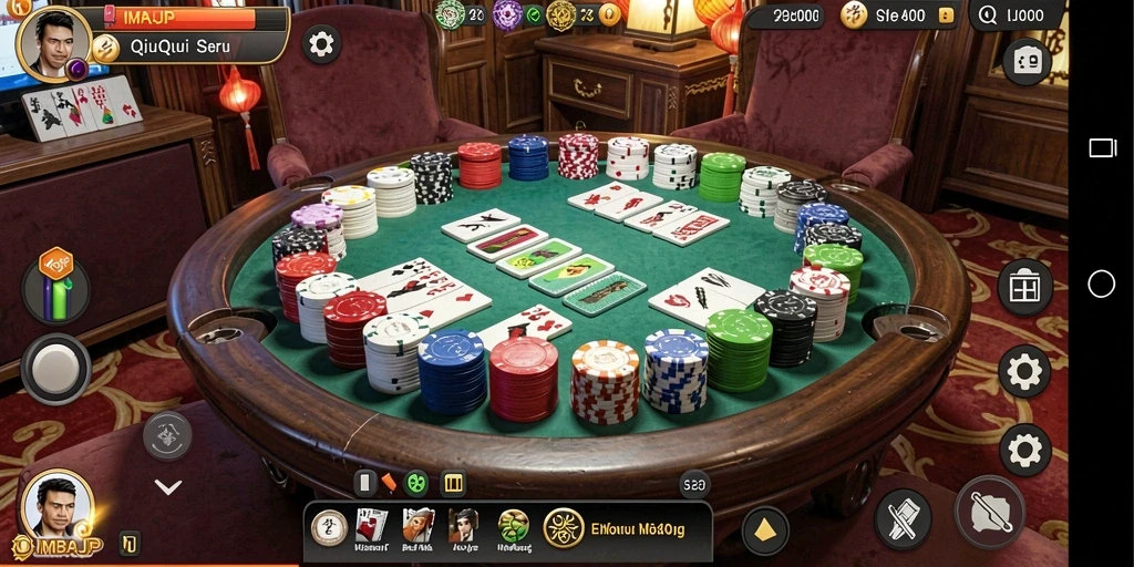 Tangkapan layar utama IMBAJP menampilkan gameplay seru permainan QiuQiu.