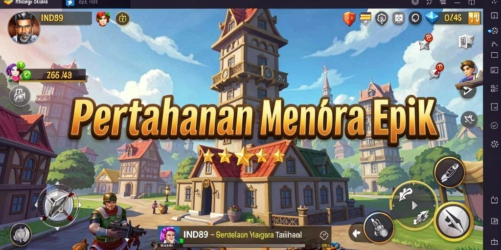 Tangkapan layar gameplay IND89 menunjukkan pertempuran strategis menara pertahanan.
