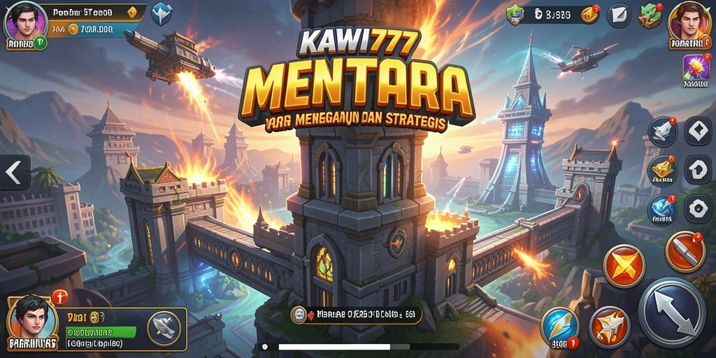 Tangkapan layar menampilkan aksi pertahanan menara yang intens dalam KAWI777.