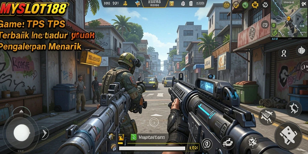 Screenshot gameplay MYSLOT188 menampilkan aksi mendebarkan dalam game TPS.