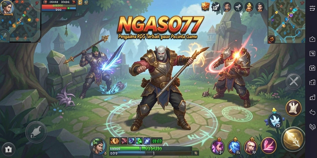 Tampilan gameplay NGASO77 dengan karakter dan lingkungan RPG.