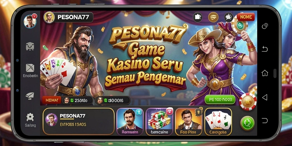 Tampilan gameplay Kasino yang seru dan menggembirakan di PESONA77.
