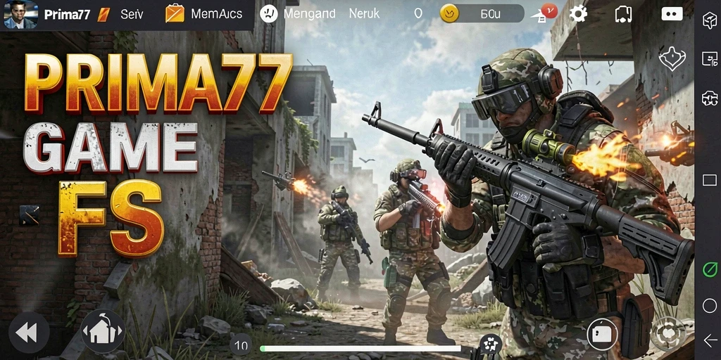 Screenshot PRIMA77 menampilkan aksi tembak-menembak yang mendebarkan dan grafis luar biasa.