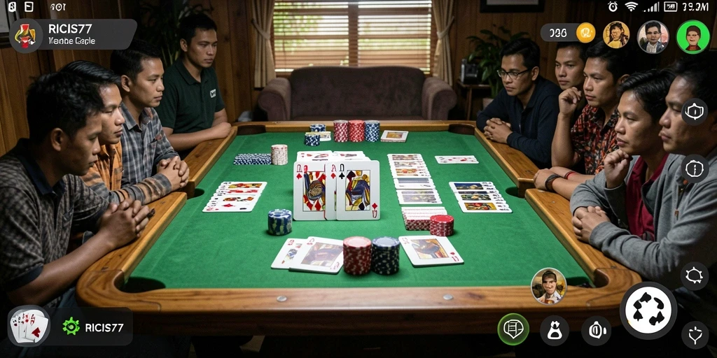 Screenshot gameplay RICIS77 yang menampilkan momen seru bermain Gaple.