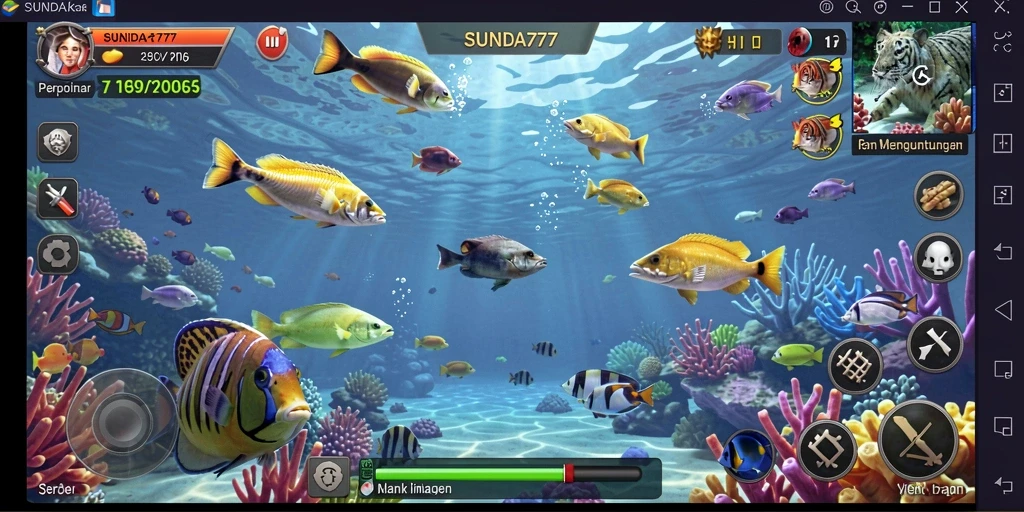 Screenshot SUNDA777 menampilkan aksi seru dalam permainan Tembak Ikan.