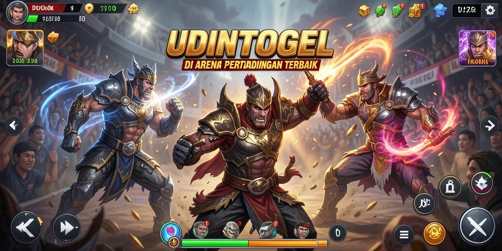Gameplay pertarungan mendebarkan dari UDINTOGEL dengan grafis yang memukau.